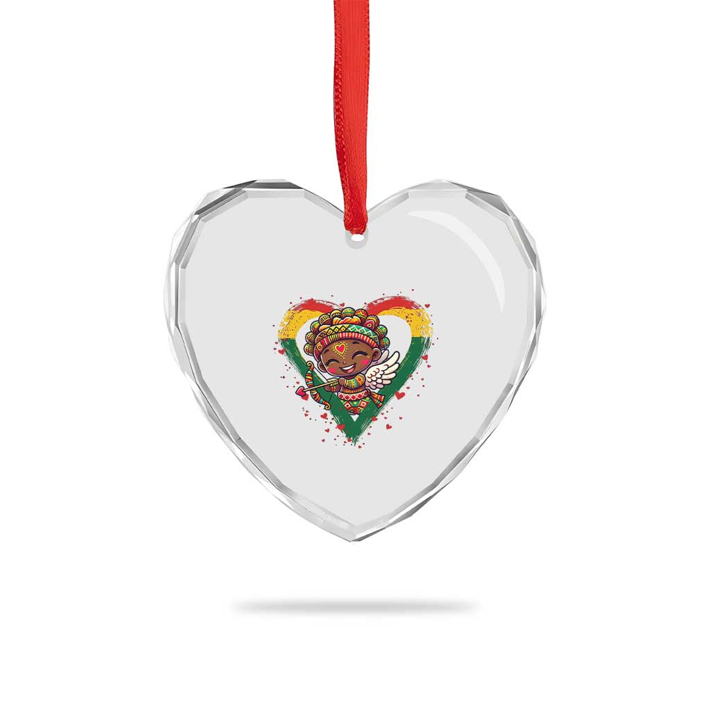 Cute Black Cupid Heart Crystal Glass Ornament Melanin Pride Valentines Day Gift - Wonder Print Shop