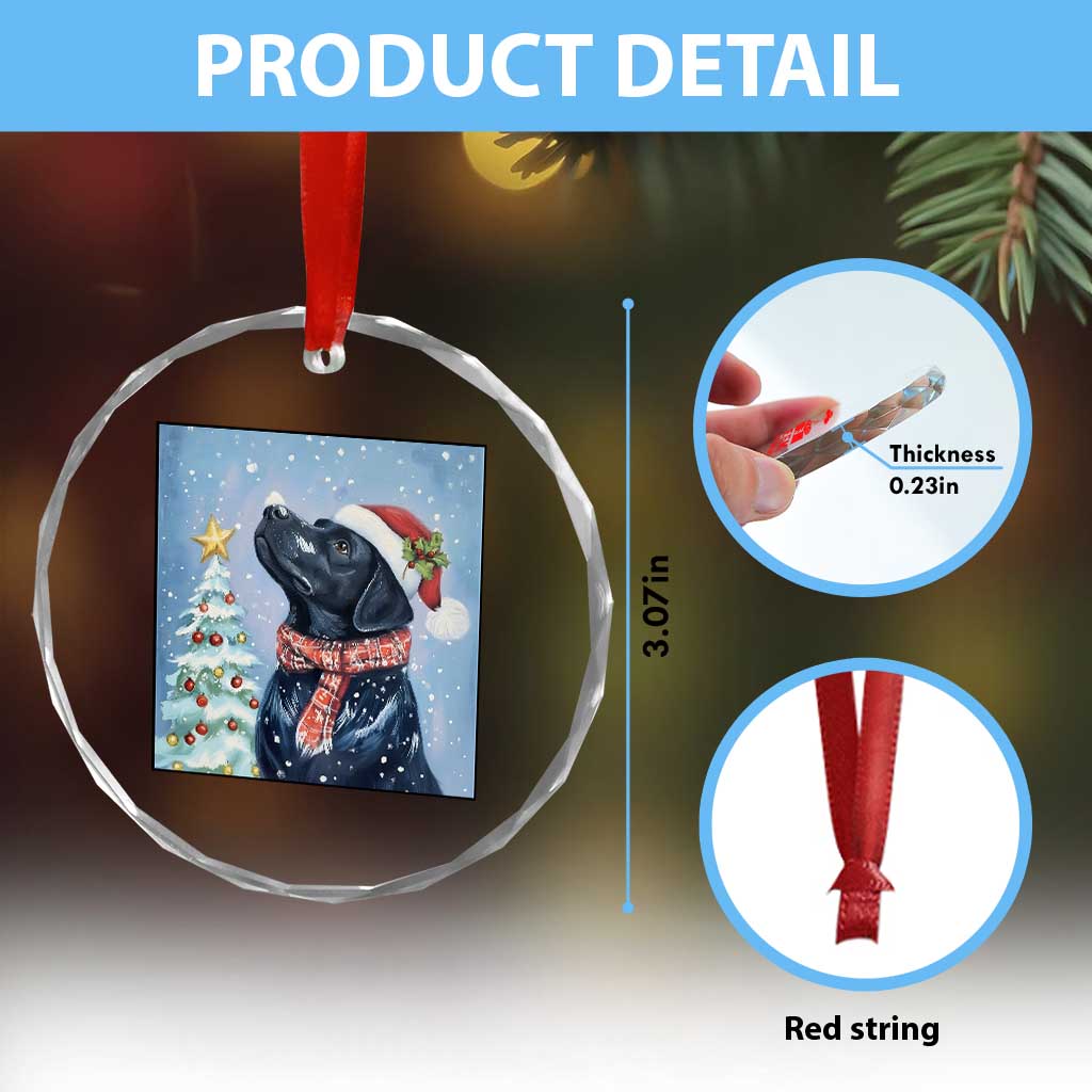 Cute Black Lab Christmas Crystal Glass Ornament Holiday Dog Lover Gift Idea - Wonder Print Shop