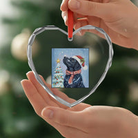 Cute Black Lab Christmas Heart Crystal Glass Ornament Holiday Dog Lover Gift Idea - Wonder Print Shop