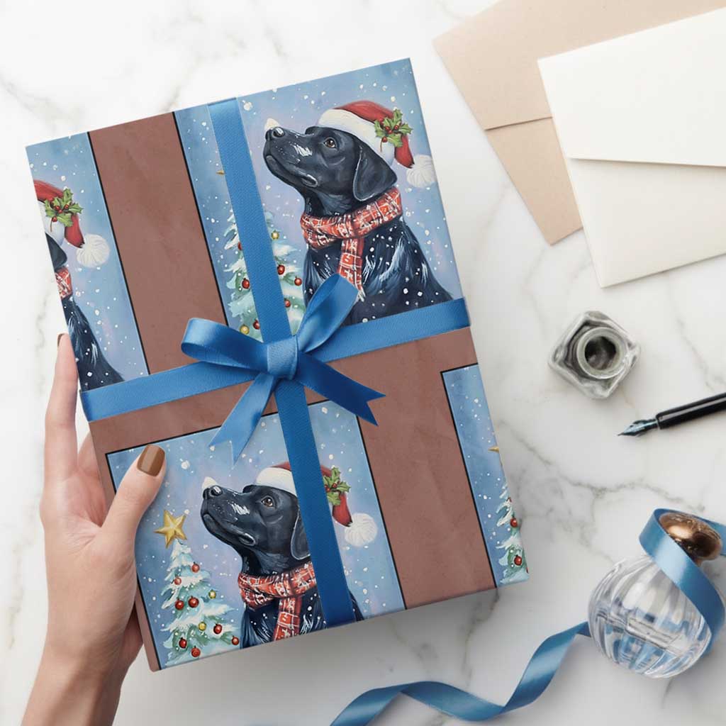 Cute Black Lab Xmas Wrapping Paper Roll Holiday Dog Lover Gift Idea - Wonder Print Shop