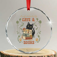 Cute Bookworm Gift Crystal Glass Ornament Easily Distracted By Cats And Books TS12