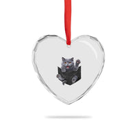 Cute British Shorthair Cat In Pocket Heart Crystal Glass Ornament Cat Lover