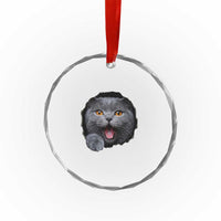Cute British Shorthair Cat Peeking Through Cracked Wall Crystal Glass Ornament