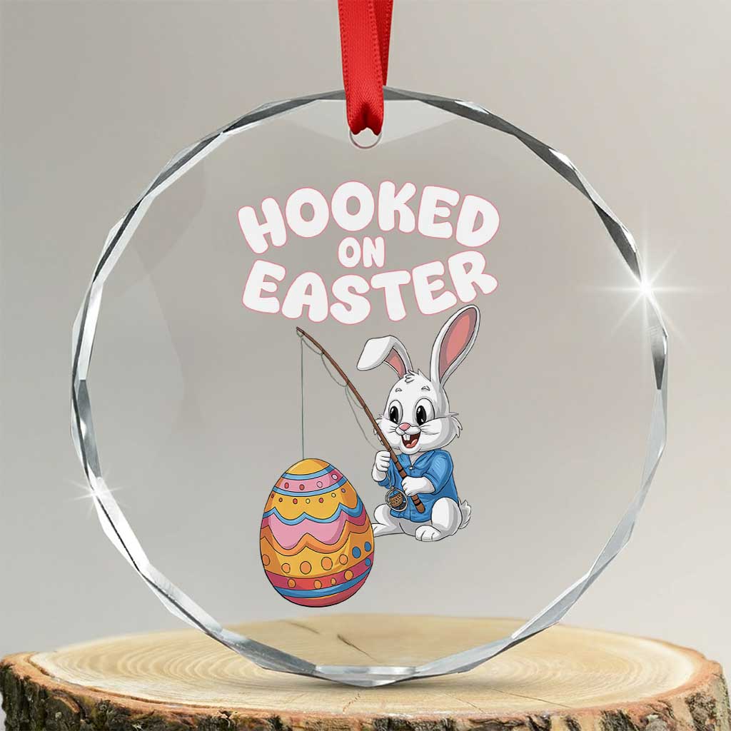 Cute Bunny Fishing Crystal Glass Ornament Hooked for Easter Eggs Funny Holiday - Wonder Print Shop
