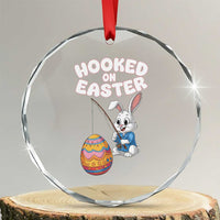 Cute Bunny Fishing Crystal Glass Ornament Hooked for Easter Eggs Funny Holiday TS02