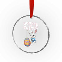 Cute Bunny Fishing Crystal Glass Ornament Hooked for Easter Eggs Funny Holiday TS02