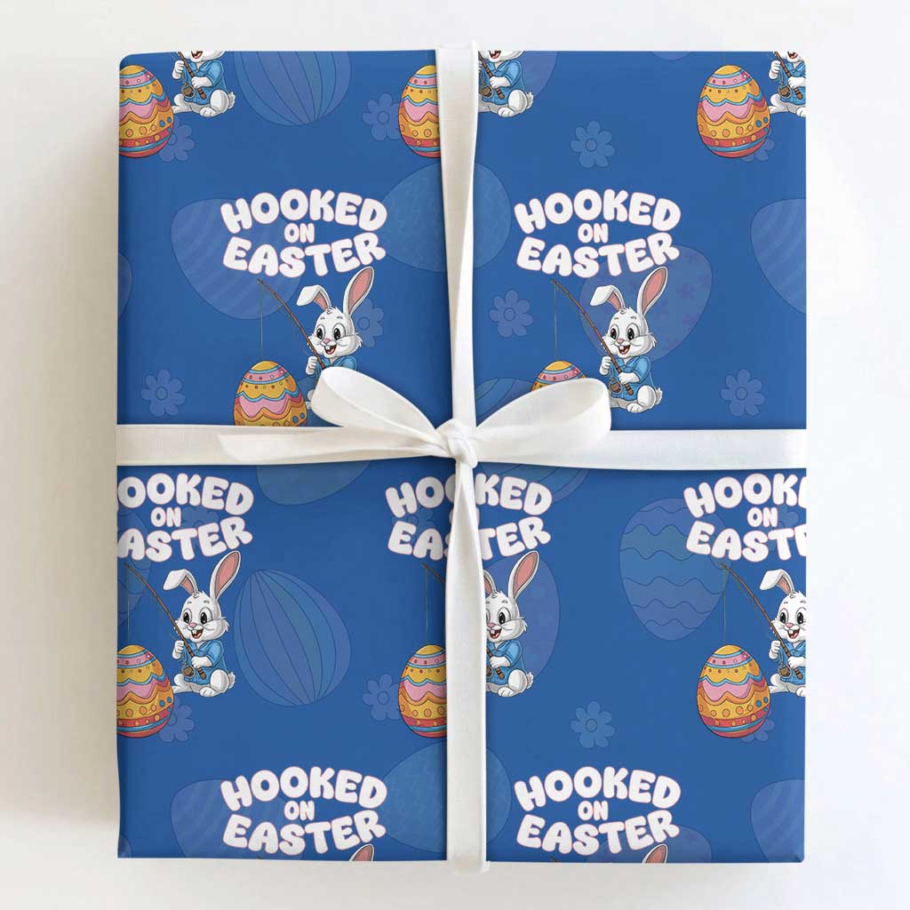 Cute Bunny Fishing Wrapping Paper Roll Hooked for Easter Eggs Funny Holiday