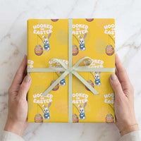 Cute Bunny Fishing Wrapping Paper Roll Hooked for Easter Eggs Funny Holiday