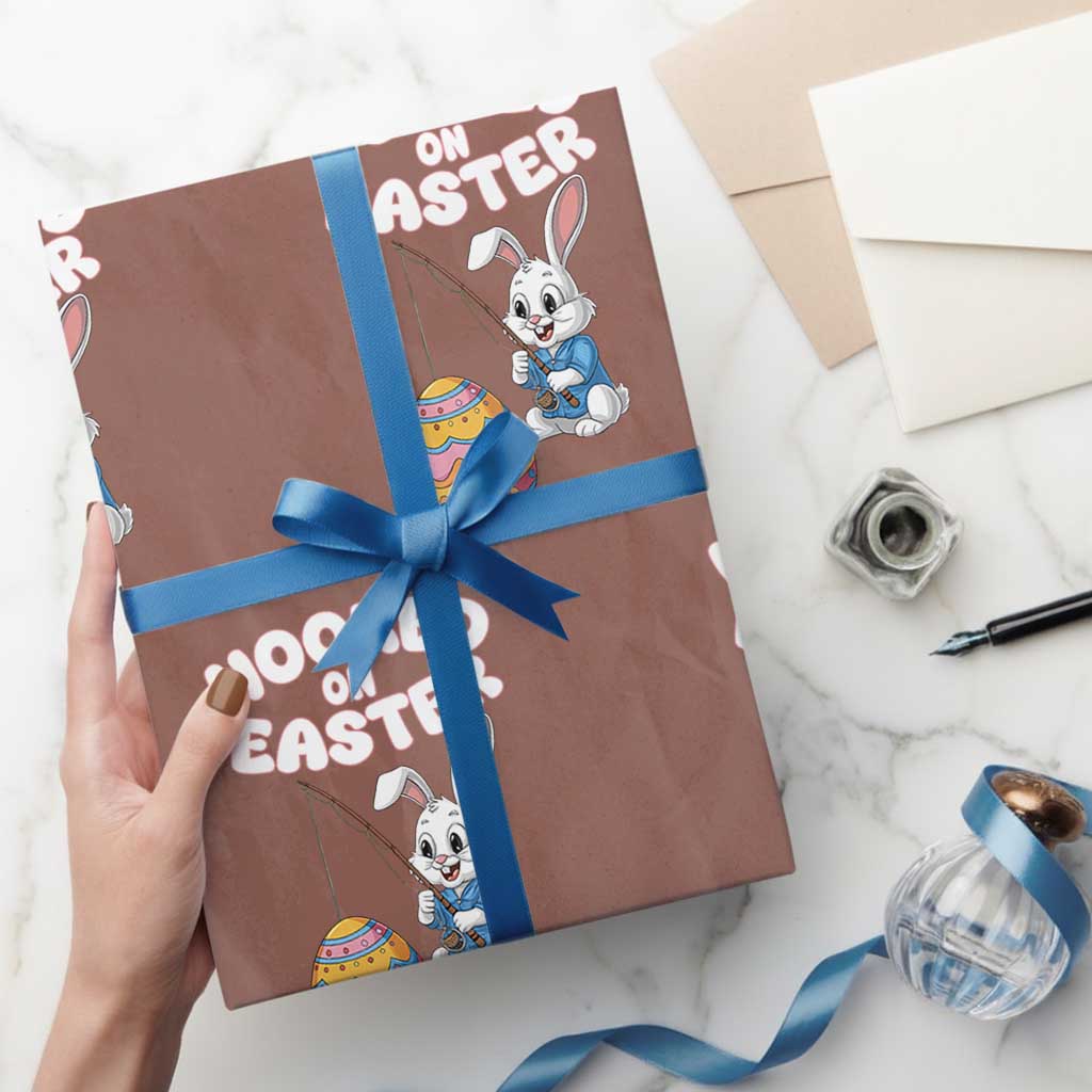 Cute Bunny Fishing Wrapping Paper Roll Hooked for Easter Eggs Funny Holiday - Wonder Print Shop