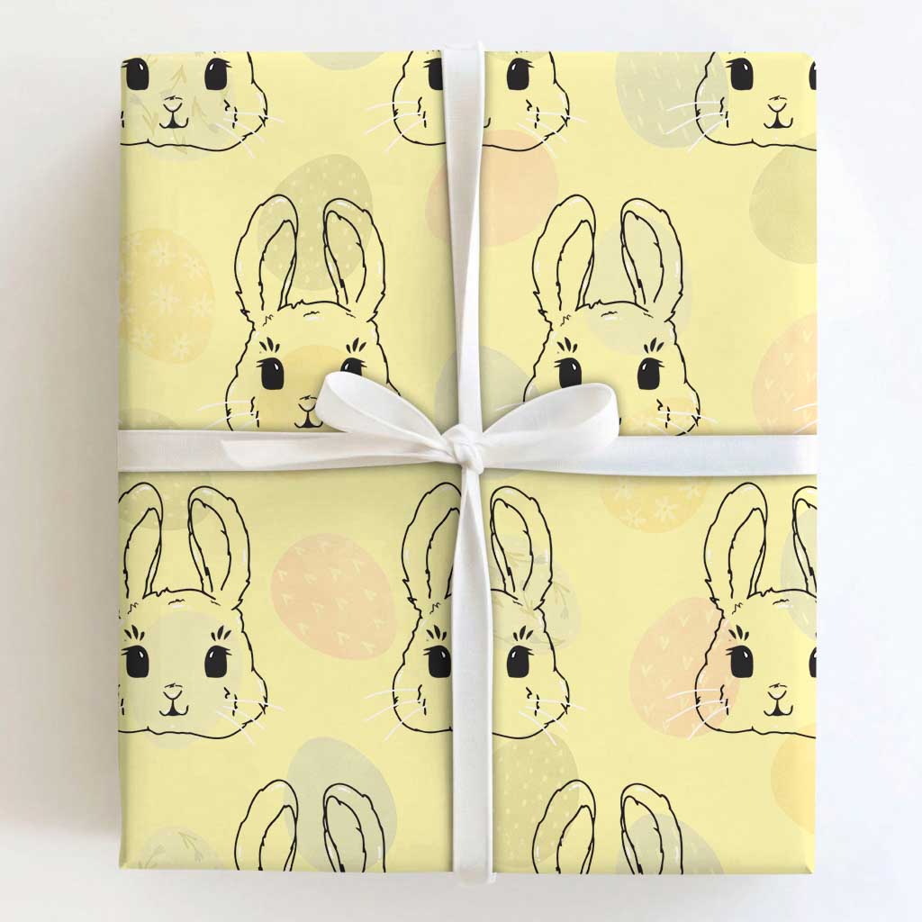 Cute Bunny Wrapping Paper Roll Kawaii Rabbit Happy Easter Day