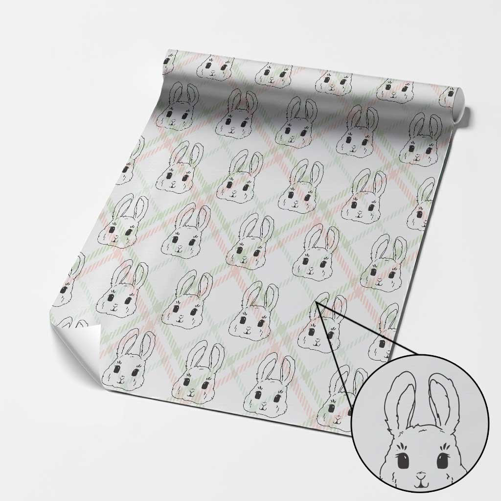 Cute Bunny Wrapping Paper Roll Kawaii Rabbit Happy Easter Day - Wonder Print Shop