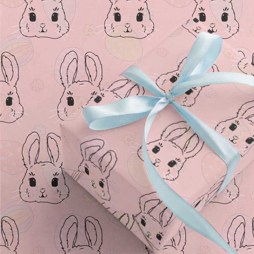 Cute Bunny Wrapping Paper Roll Kawaii Rabbit Happy Easter Day