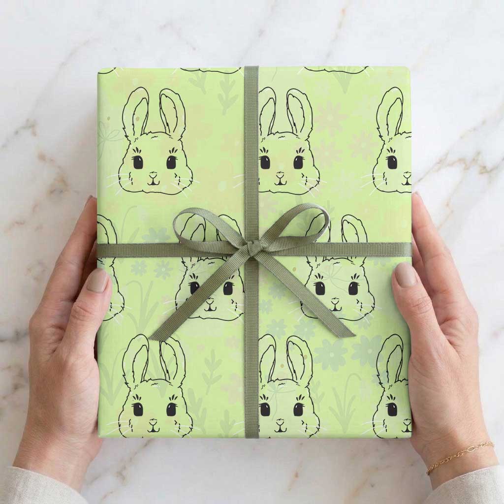 Cute Bunny Wrapping Paper Roll Kawaii Rabbit Happy Easter Day