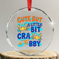 Cute But A Little Bit Crabby Crystal Glass Ornament Beach Crab Summer Vacation