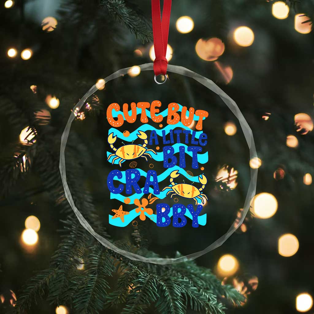 Cute But A Little Bit Crabby Crystal Glass Ornament Beach Crab Summer Vacation