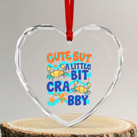 Cute But A Little Bit Crabby Heart Crystal Glass Ornament Beach Crab Summer Vacation