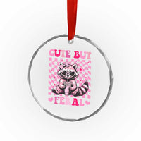 Cute But Feral Raccoon Crystal Glass Ornament Funny Sunglasses Trash Panda - Wonder Print Shop