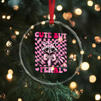 Cute But Feral Raccoon Crystal Glass Ornament Funny Sunglasses Trash Panda - Wonder Print Shop
