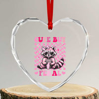 Cute But Feral Raccoon Heart Crystal Glass Ornament Funny Sunglasses Trash Panda - Wonder Print Shop