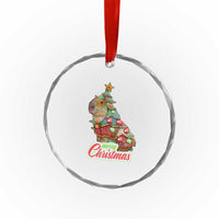 Cute Capybara Xmas Tree Crystal Glass Ornament TS09
