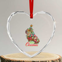 Cute Capybara Xmas Tree Heart Crystal Glass Ornament - Wonder Print Shop