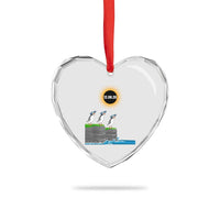 Cute Cartoon Puffins 2026 Total Solar Eclipse Heart Crystal Glass Ornament August 12 Totality Funny Astronomy Gift