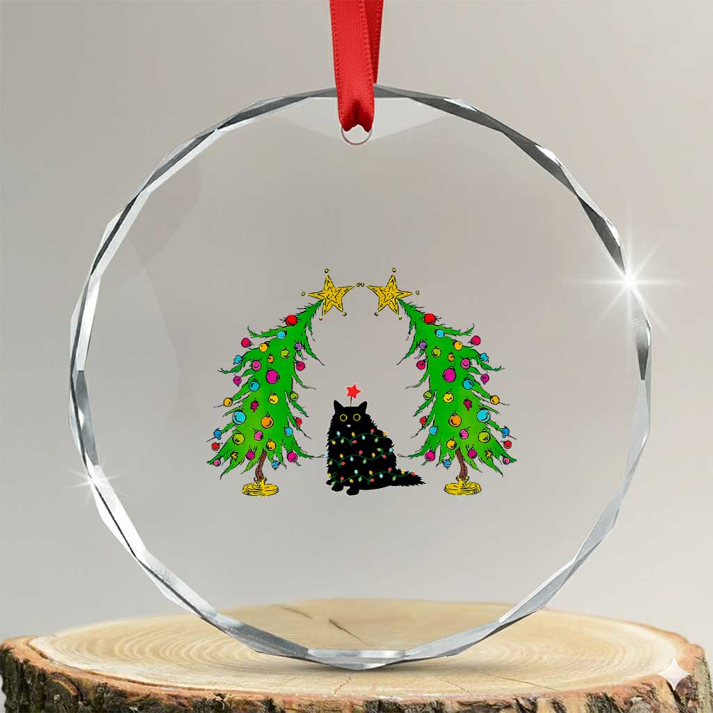 Cute Cat Crystal Glass Ornament Kitty Cat Lover Xmas Tree Lights TS10