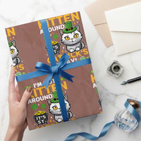 Cute Cat Leperchaun Wrapping Paper Roll I’m Not Kitten Around Catrick's Day St Patricks - Wonder Print Shop