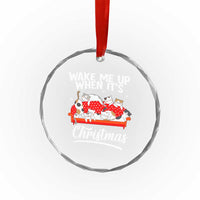 Cute Cat Wake Me Up When It's Xmas Chillin' Crystal Glass Ornament TS09