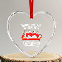 Cute Cat Wake Me Up When It's Xmas Chillin' Heart Crystal Glass Ornament - Wonder Print Shop