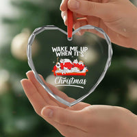 Cute Cat Wake Me Up When It's Xmas Chillin' Heart Crystal Glass Ornament - Wonder Print Shop