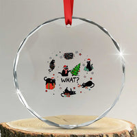 Cute Cat Xmas Crystal Glass Ornament What? Funny Meowy Catmas Gift For New Year TS10