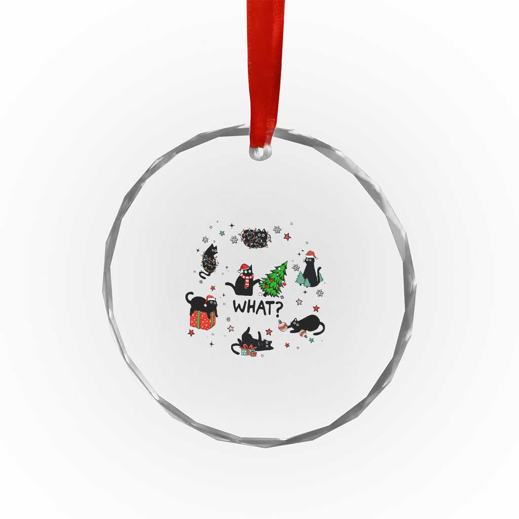 Cute Cat Xmas Crystal Glass Ornament What? Funny Meowy Catmas Gift For New Year TS10