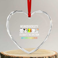 Cute Cats Autism Embrace Heart Crystal Glass Ornament Neurodiversity Celebrate The Spectrum - Wonder Print Shop