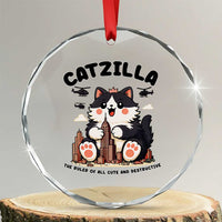 Cute Catzilla Crystal Glass Ornament The Ruler Of All Cute And Destructive Funny TS12