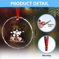 Cute Catzilla Crystal Glass Ornament The Ruler Of All Cute And Destructive Funny TS12