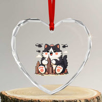 Cute Catzilla Heart Crystal Glass Ornament The Ruler Of All Cute And Destructive Funny - Wonder Print Shop