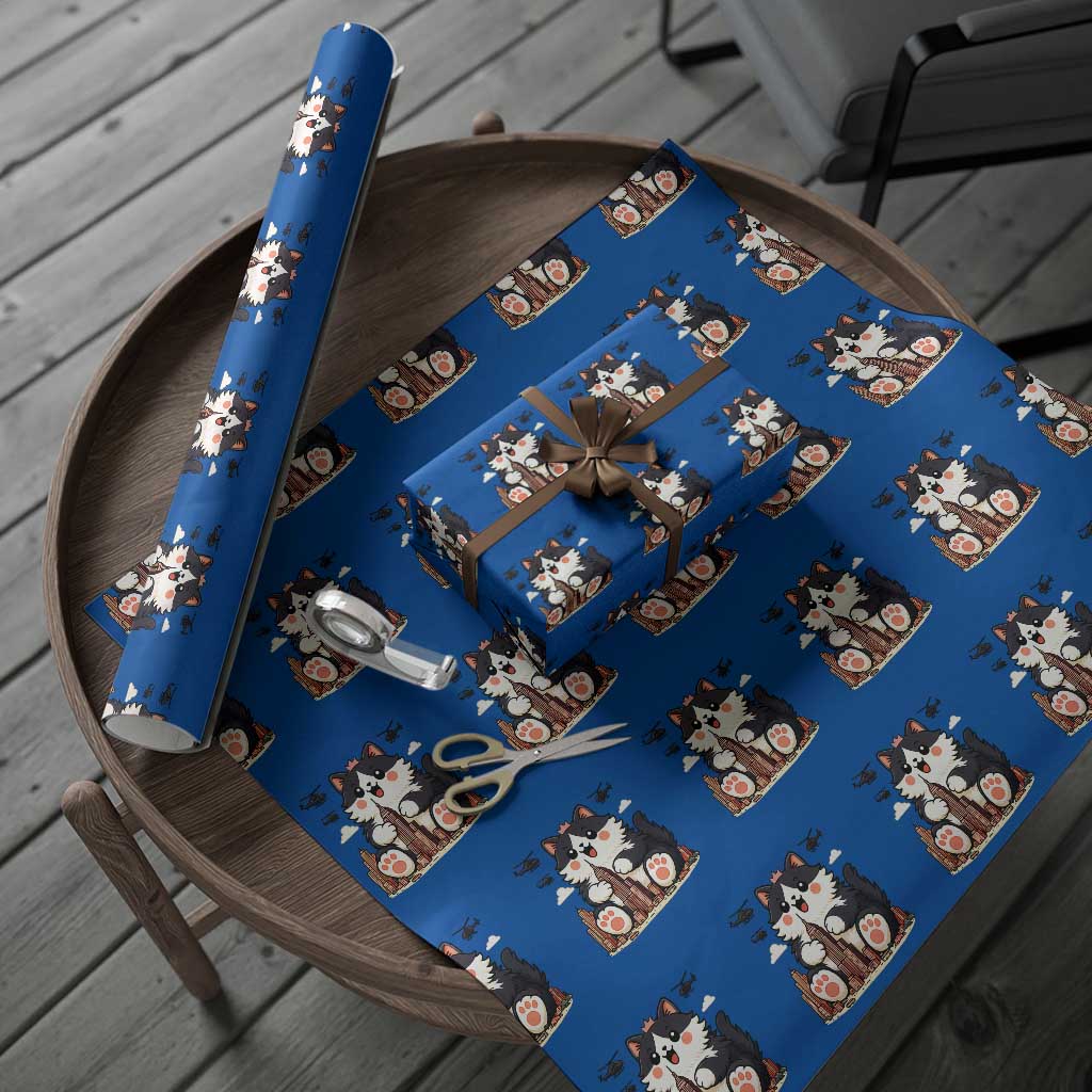 Cute Catzilla Wrapping Paper Roll The Ruler Of All Cute And Destructive Funny - Wonder Print Shop