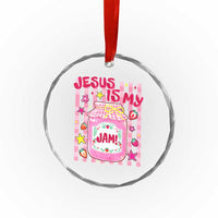 Cute Christian Faith Preppy Graphic Crystal Glass Ornament Jesus Is My Jam Strawberry Fruit Jar