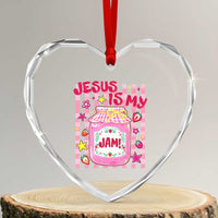 Cute Christian Faith Preppy Graphic Heart Crystal Glass Ornament Jesus Is My Jam Strawberry Fruit Jar