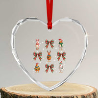 Cute Christmas Chicken With Xmas Coquette Bow Heart Crystal Glass Ornament - Wonder Print Shop