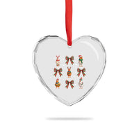 Cute Christmas Chicken With Xmas Coquette Bow Heart Crystal Glass Ornament - Wonder Print Shop