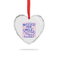 Cute Crocodile Pun Back To School Retro Preppy Heart Crystal Glass Ornament Missed Your Smile Crocodile