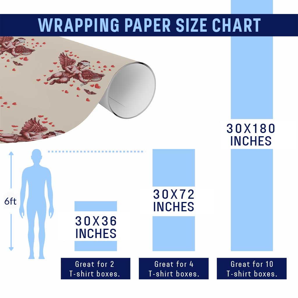 Cute Cupid Tennis Angel Wrapping Paper Roll Valentines Day Gift - Wonder Print Shop