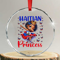 Cute Dabbing Haitian Princess Kids Graphic Crystal Glass Ornament Haiti Heritage Pride