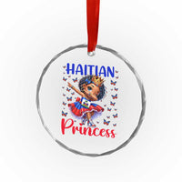 Cute Dabbing Haitian Princess Kids Graphic Crystal Glass Ornament Haiti Heritage Pride