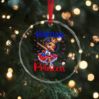 Cute Dabbing Haitian Princess Kids Graphic Crystal Glass Ornament Haiti Heritage Pride