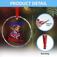Cute Dabbing Haitian Princess Kids Graphic Crystal Glass Ornament Haiti Heritage Pride