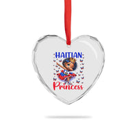 Cute Dabbing Haitian Princess Kids Graphic Heart Crystal Glass Ornament Haiti Heritage Pride