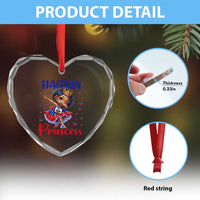 Cute Dabbing Haitian Princess Kids Graphic Heart Crystal Glass Ornament Haiti Heritage Pride